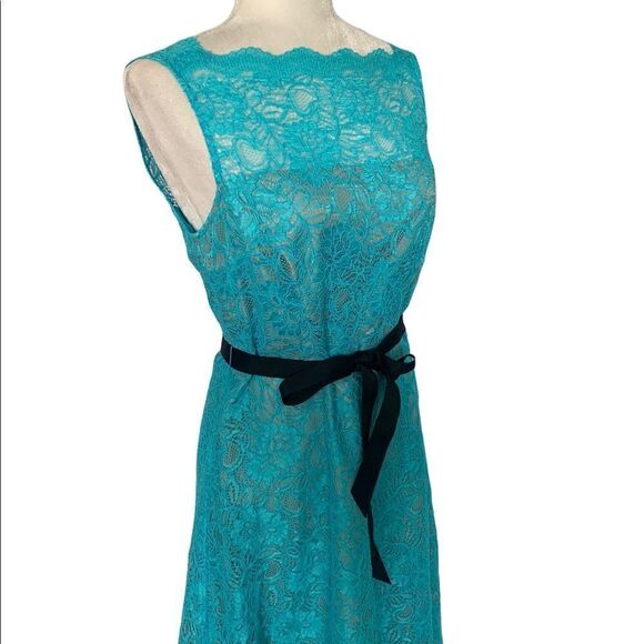 Calvin Klein Blue Lace Fit and Flare Dress | Size 8 - Picture 3 of 10